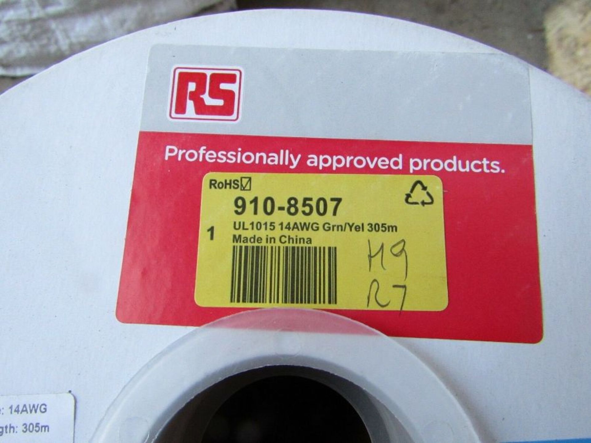 305m RS PRO Green/Yellow PVC UL1015 Hookup & Equipment Wire 14AWG H9R7 9108507 - Image 2 of 2