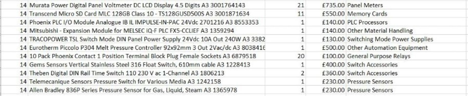 3 Shelves of mixed Electrical items as listed - incl Gems / Baumer - 41 lines ebay value of £8k - A3 - Image 2 of 4