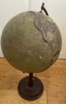 Antique Burgess's New Relief Globe 12" diameter and 25" tall.