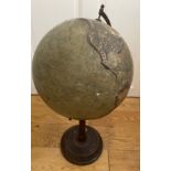 Antique Burgess's New Relief Globe 12" diameter and 25" tall.