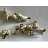 Lot of 5 Antique Miniature Porcelain Dogs - tallest 32mm.