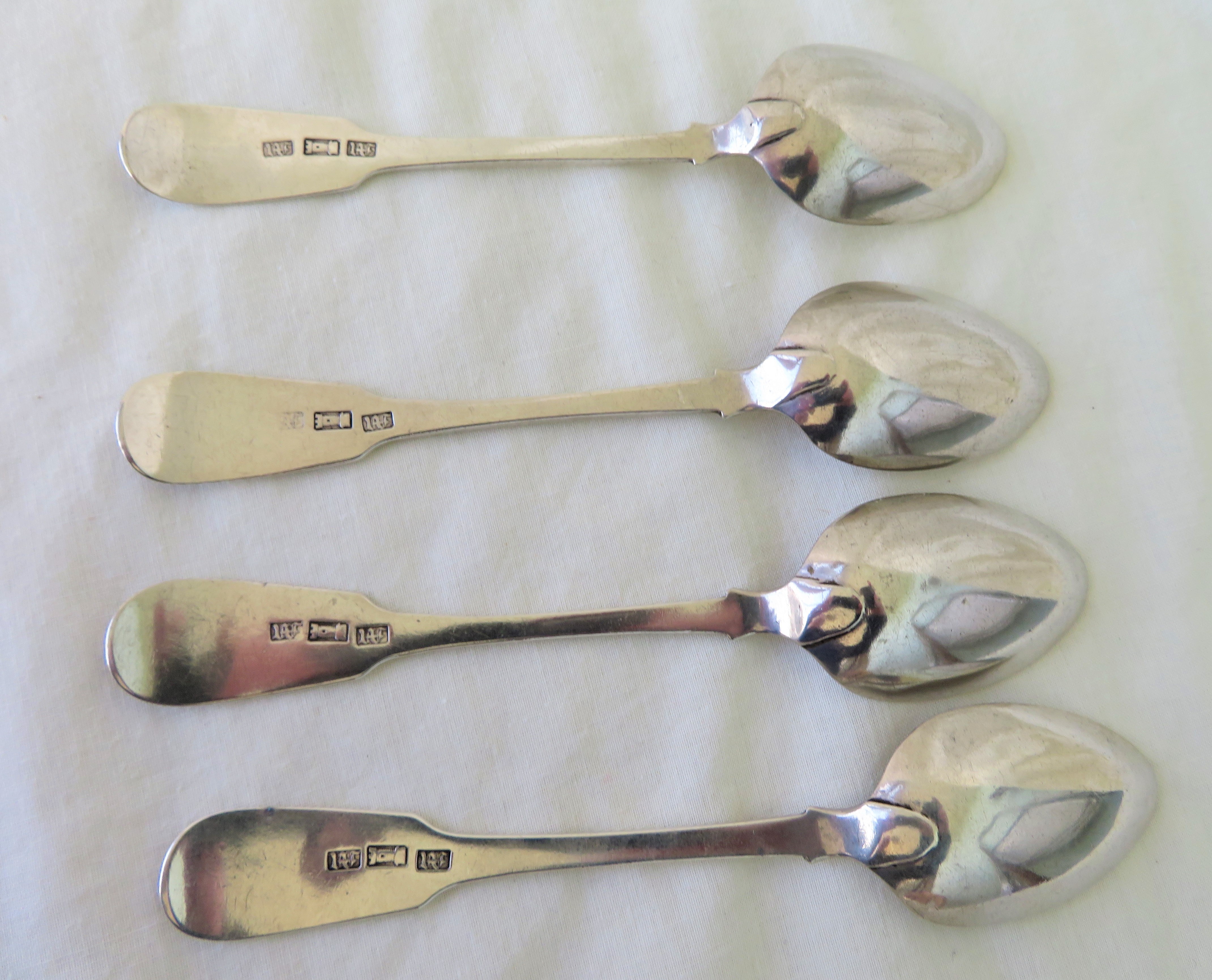 Rare Lot of 4 Scottish Provincial "Forres" Silver Teaspoons - William Ferguson c 1825-35. - Image 15 of 22