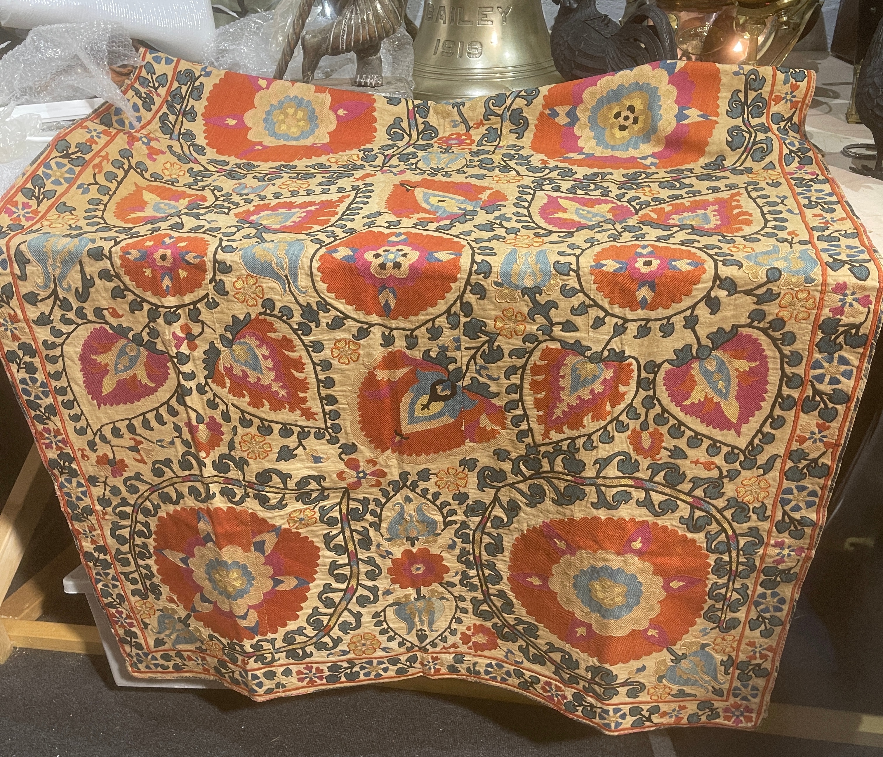 Antique Suzani Textile - Uzbekistan 19th C - 64.5 x 45 inches - Image 9 of 18
