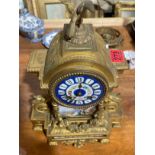 Antique Gilt Metal and Enamel Clock- 14" x 10" x 5 1/2".