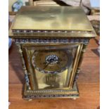 Antique French Brass and Champleve& Cloisonne Enamels Clock - 10 3/4" x 7 1/4" x 5 1/2" - ticking.