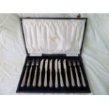 Antique Boxed Silver Handled 12 piece Fruit Set - Knives and Forks.