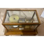 Antique Oak Glazed Barograph - 14 3/4" x 9" x 9" - working order.