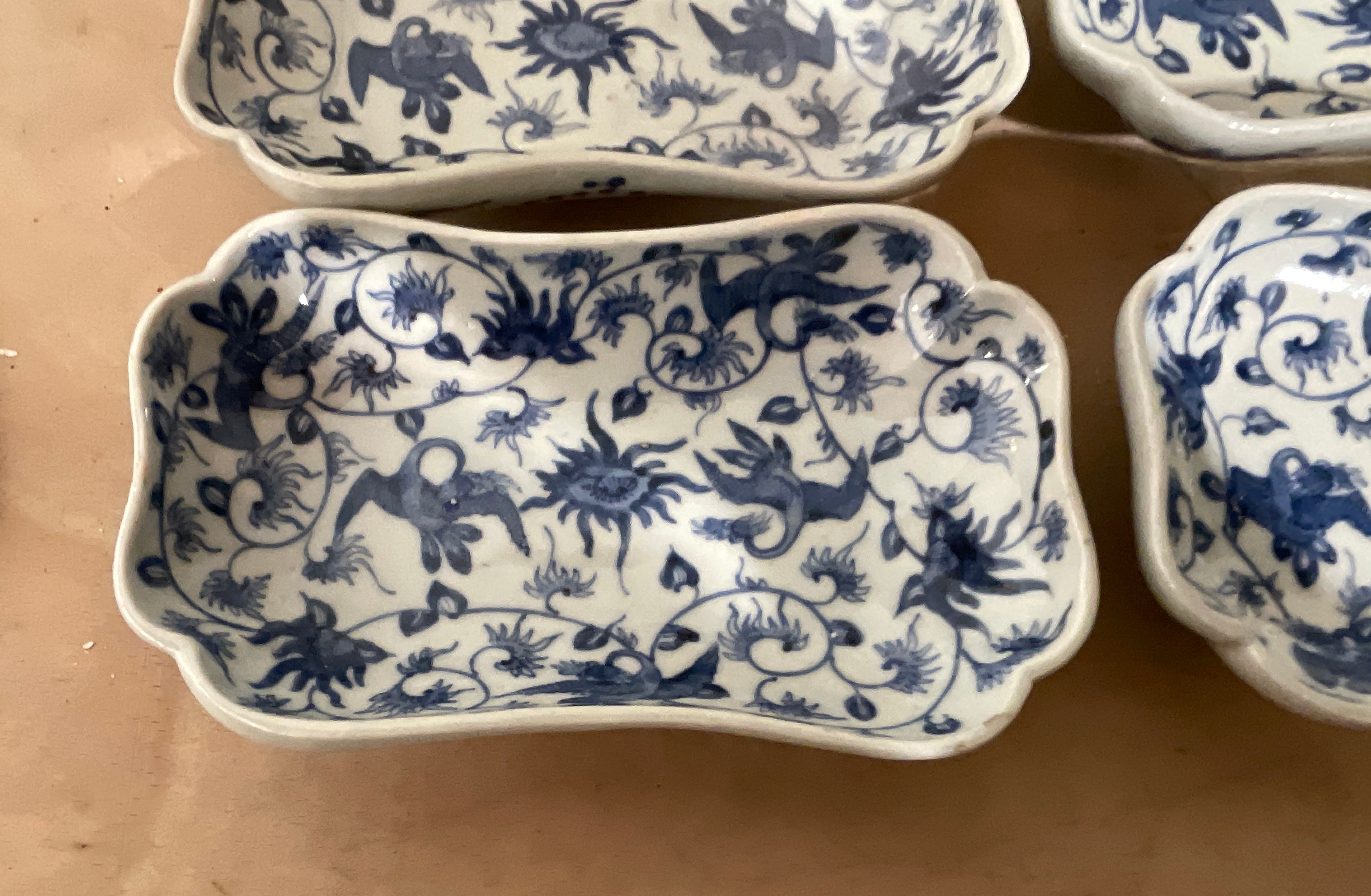 Lot of 4 Blue and White Chinese Oblong Dishes - 120mm x 98mm. - Image 4 of 6