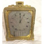 Antique Hunt&Roskell Brass and Silvered Dial Calendar Strut Clock 13.5cm x 10.5cm - working.