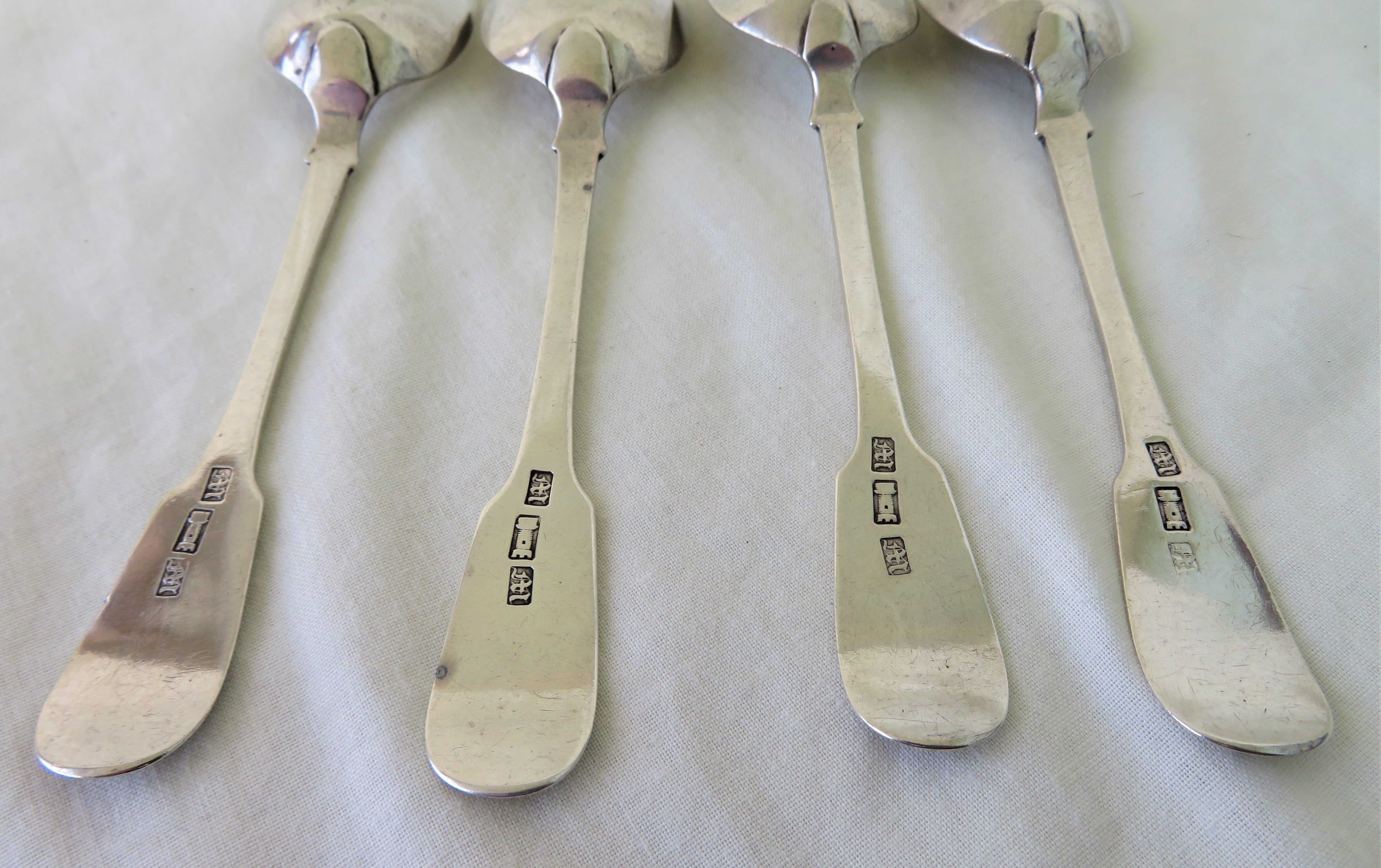 Rare Lot of 4 Scottish Provincial "Forres" Silver Teaspoons - William Ferguson c 1825-35. - Image 21 of 22