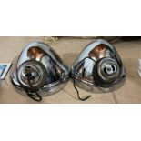 Pair of Large Vintage Chromed Lucas headlights - 12" diameter - possibly Jaguar.