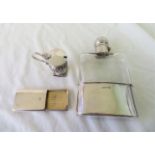 Lot of 3 Pieces of Antique Silver - Hip Flask - Vesta and Thistle Design Mustard Pot.