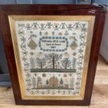 Antique Wiillmina McD Leslie 12 years old 1847 Framed Sampler - 15 3/4" x 12 1/4".