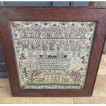 Antique Mary Swail Stenhouse Edinburgh 1814 Framed Sampler 12 3/4" x 12"