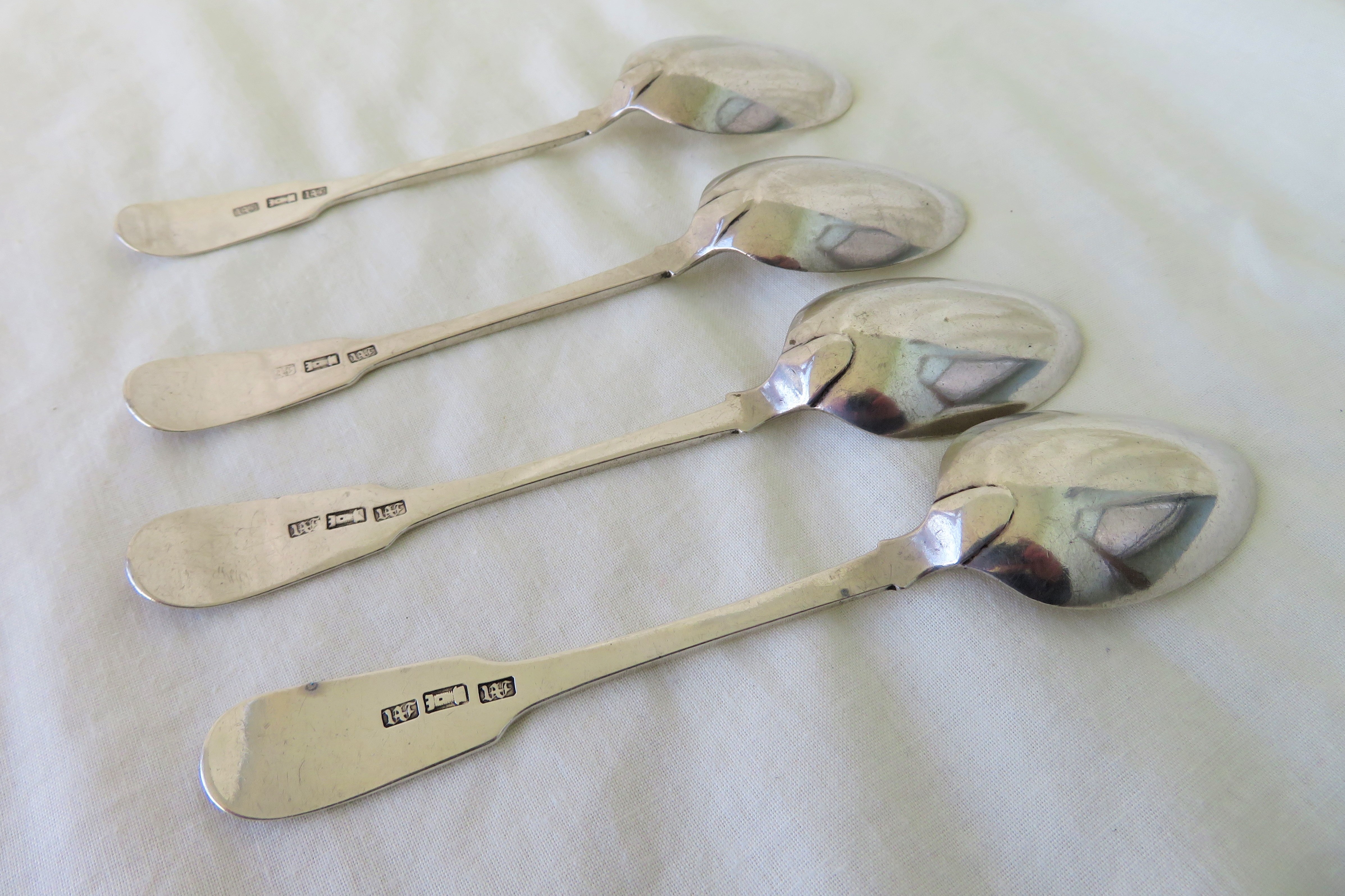 Rare Lot of 4 Scottish Provincial "Forres" Silver Teaspoons - William Ferguson c 1825-35. - Image 13 of 22