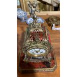 Antique French Gilt Metal Decorative Clock on Stand - 13 1/2" x 6 1/4" x 4".