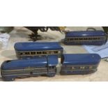 Vintage c1920s British Marx No 331 0 Gauge LMS "Coronation Scot" Clockwork Train Set.