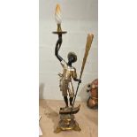 Antique/Vintage Gilded Wooden Gondolier Lamp - approx 33" tall.