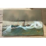 Alexander Harwood Marine Artist Watecolour of the: SS John T Graham on board 53cm x 35cm.