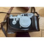Leica 3g Rangefinder Camera serial no. 907105. with 3 lenses and accessories.