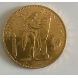 Antique 1913 French 100 Francs Gold Coin.