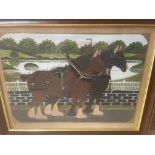 William Robbie Scottish Folk Artist Painting of Heavy Horse - Tortorston - Peterhead.