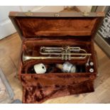Vintage Cased Super Olds California USA Trumpet 20" long.