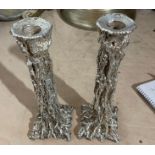 Pair of Vintage Israeli Silver Brutalist Candlesticks with makers mark - 10 3/4" tall - 1263 grams.