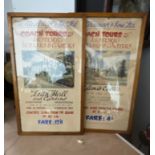 Vintage Lot of original framed Watercolour Advertisments for William Alexander Buses - 21" x 12 3/4"