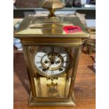 Antique Brass Cased Mantel Clock - 13" x 6 7/8" x 5 3/4" - ticking order.