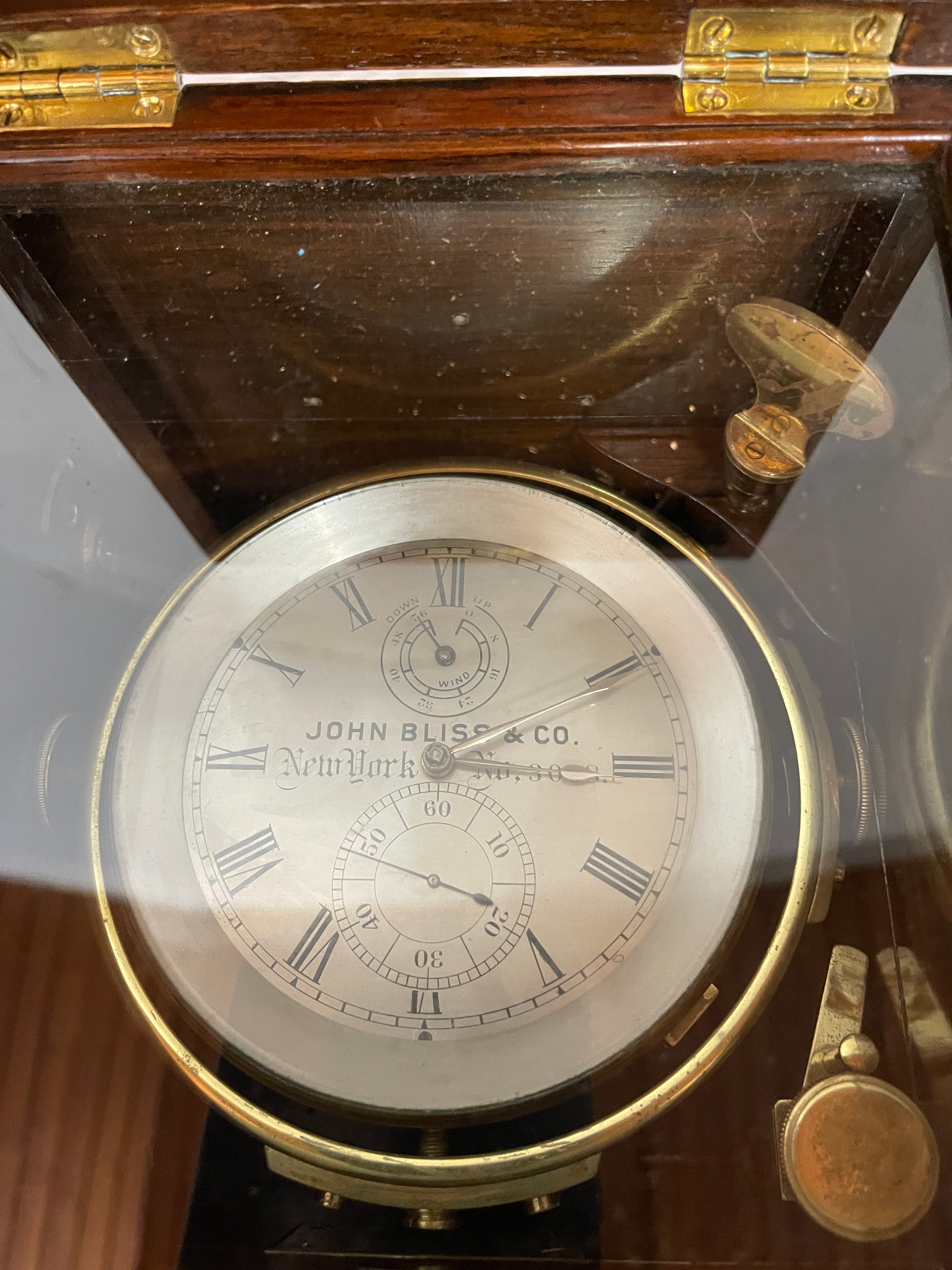 John Bliss&Co New York Cased Ships Chronometer - working order. The case measures 18.4cm x 18.4cm - Image 6 of 10