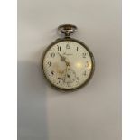 Vintage Longines Military Broad Arrow Nickel Cased Pocket Watch - 48mm case - ticking.