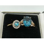 Lot of 2 Blue Stone 9ct Gold Rings.