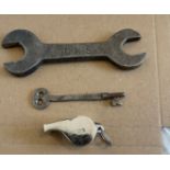 LMS Railway Spanner - Whistle and Key.