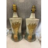 Pair of Bernard Rooke? Table Lamps -27cm tall pattern same front and back - base 13cm x 10cm.