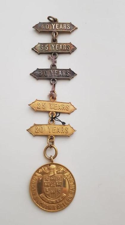 London North Eastern Railway 9 ct Gold First Aid Efficiency Medal and Bars - 1929.