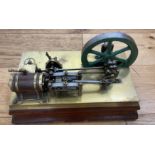 Antique/Vinrtage Quality Made Stationary Engine on Mahogany Base - 11 1/2" x 7" x 7 1/42 tall.