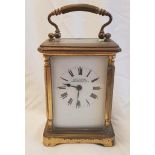 Antique Brass Carriage Clock by John Walker 11cm tall.