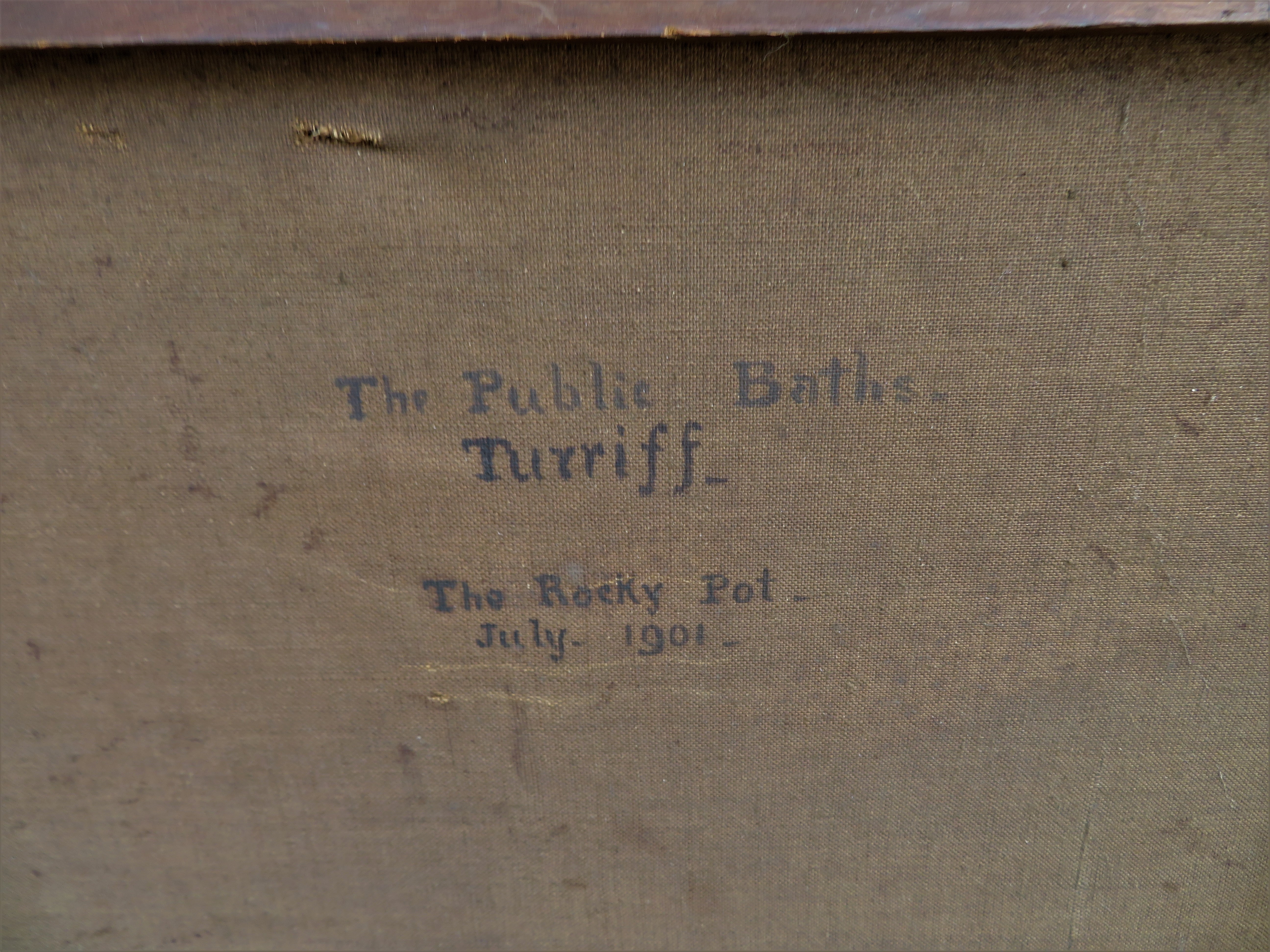 Antique Scottish Turriff Oil Painting - Alex Smith - The Public Baths Turriff-The Rocky Pot 1901. - Image 8 of 8