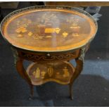 Antique Italian Inlaid Table - 29 3/4" tall and top 21" x 16".