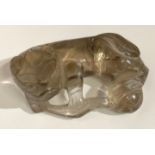 Antique Chinese Rock Crystal Dog Figure - 75mm x 50mm x 27mm.