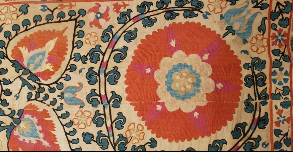 Antique Suzani Textile - Uzbekistan 19th C - 64.5 x 45 inches - Image 2 of 18