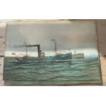 Alexander Harwood Marine Artist Watecolour of the: SS John T Graham on board 53cm x 35cm.