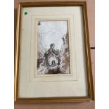 H.R.H. Princess Alice Drawing of her Mother Queen Victoria climbing Lochnagar - 6 1/2"" x 3 3/4"".