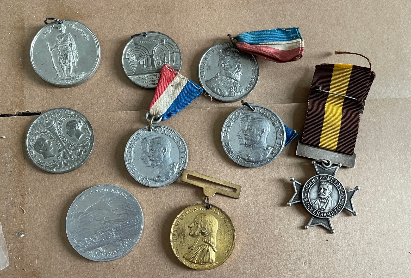 Lot of Various Antique/Vintage White Metal Medals including Lochaber Aliminium 1929 example.