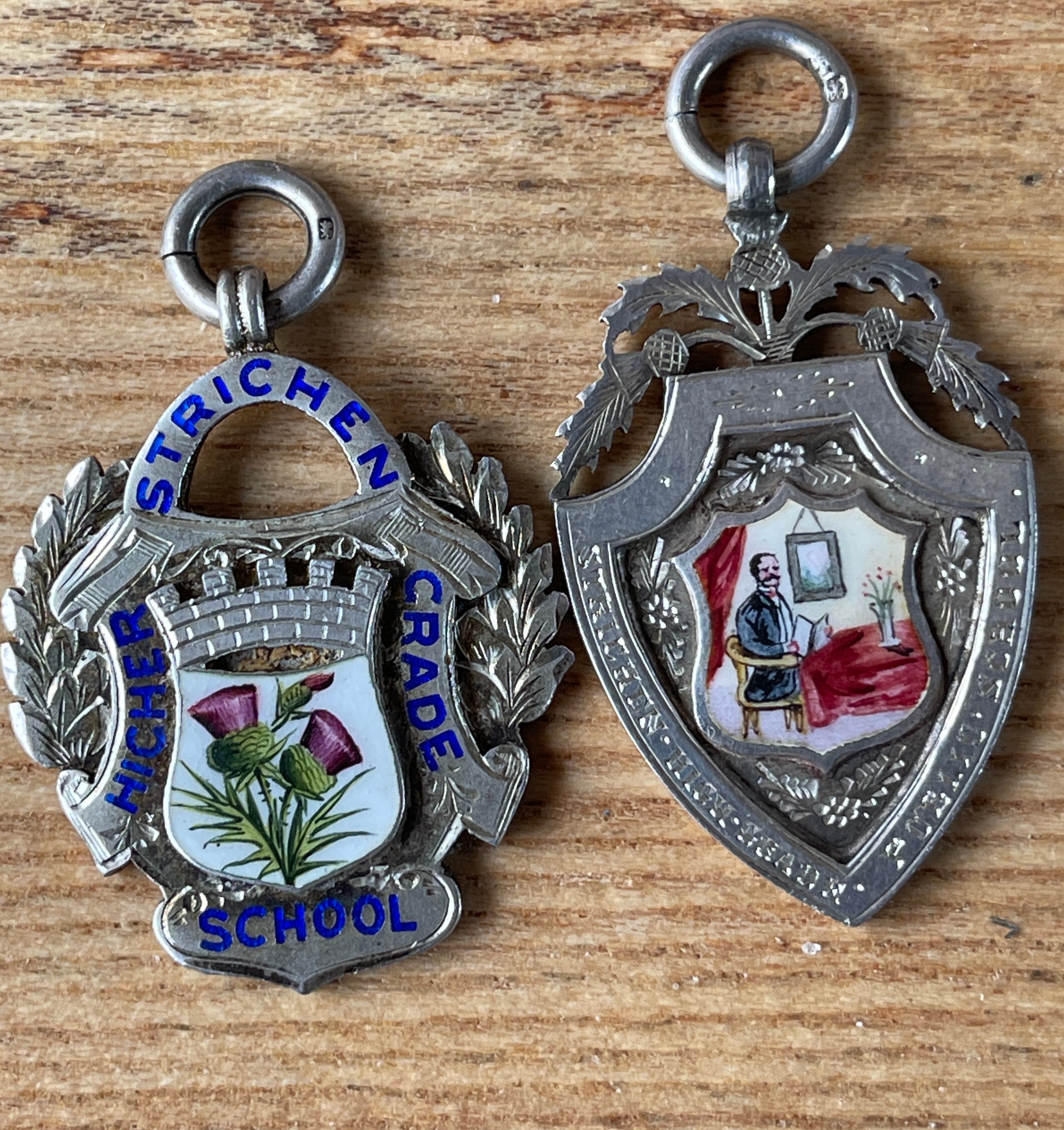 Duo of Silver Strichen Higher Grade School Medals awarded to a Alexander Keith - largest 40mm x 31mm