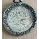Antique Silver 10th Dunbartonshire Volunteer Rifle Corps Medal awarded to a Colour Sergt Calder 1865