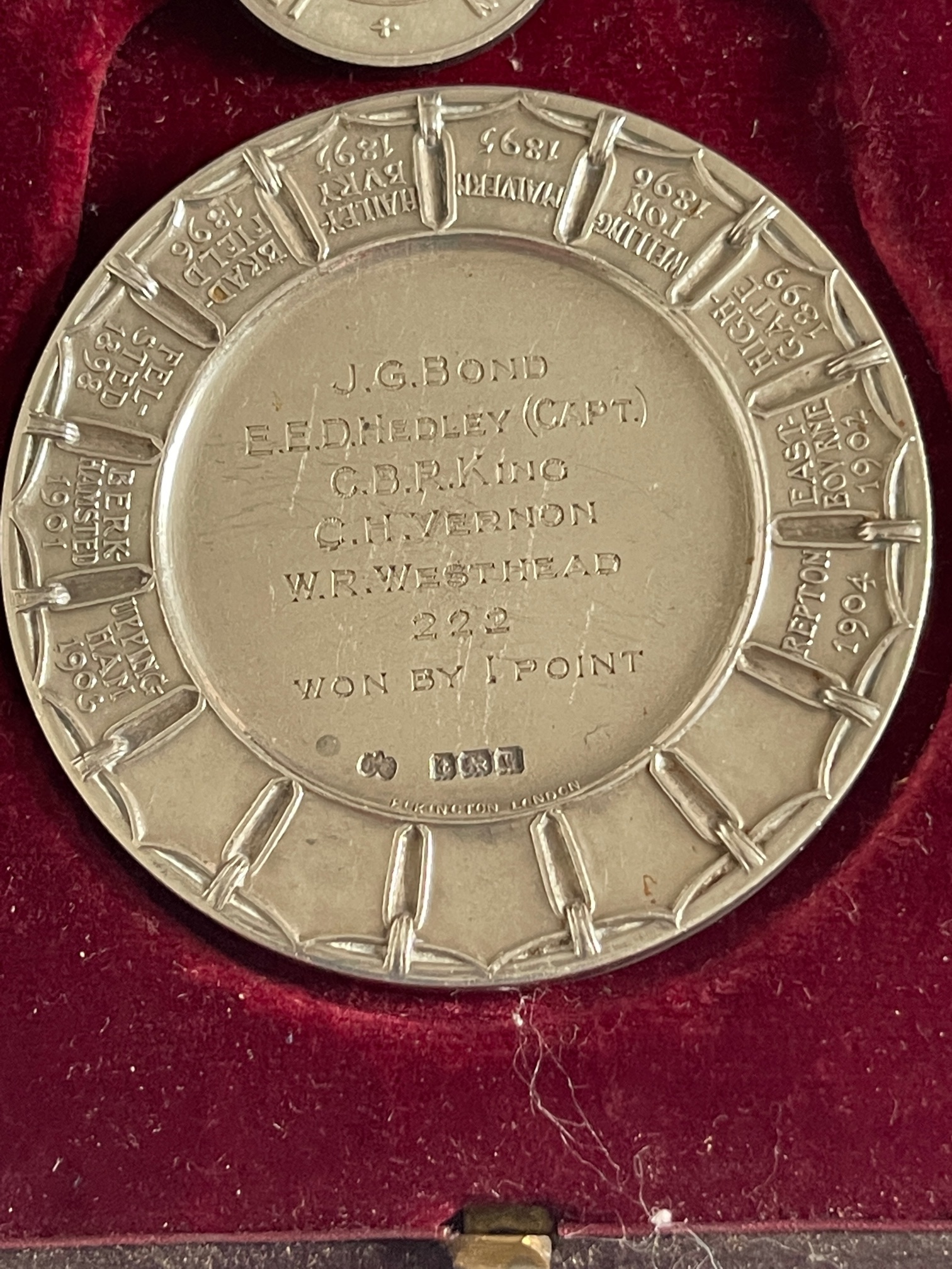 Antique Boxed Silver Public Schools Veterans Challenge Trophy Oundle School Veterans 1922 Medal 60mm - Image 5 of 6