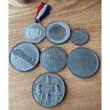 Lot of various Antique Aliminium Medals to include Robert Peel example - largest 50mm daimeter.