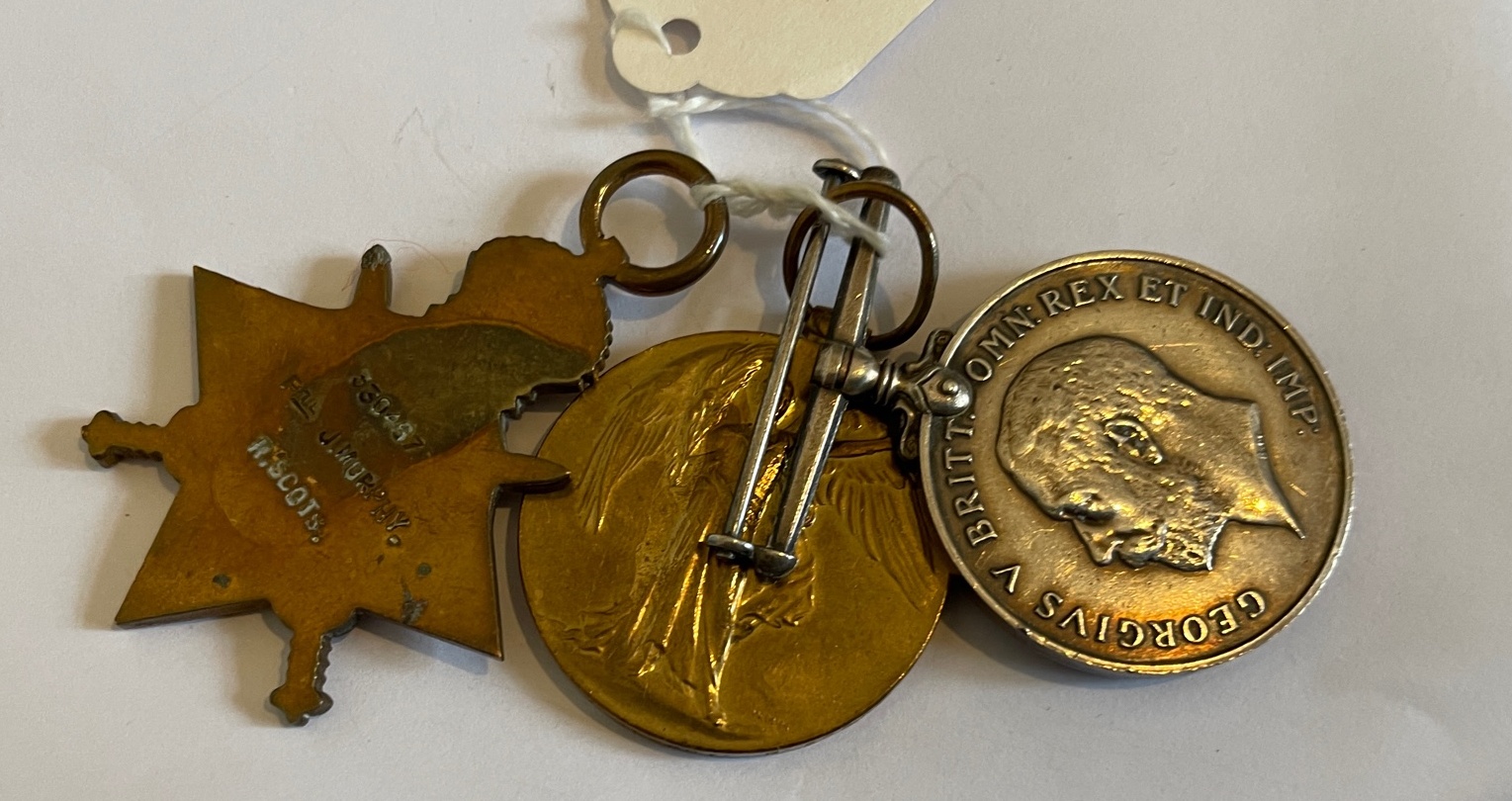 WW1 Trio of Medals to a: 5265 PTE J.MURPHY. R.SCOTS.